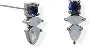 [JewelryWeb] 925 Sterling Silver Labradorite and Rainbow Celestial Moonstone Post Earring Rhodium Plated Earrings 4mm Stud-Earring for Women