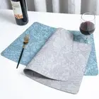 PU Leather Dining Table Place Mats Fanshaped Coaster Placemats Household