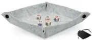 Ivory Poker Dice Clubs Ace Rounded + Dice Rolling Tray Folding Grey Felt Mat