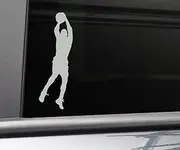 Basketball Player Vinyl Decal Laptop Car Truck Bumper Window Sticker, 7.25" x 2.5", Gray