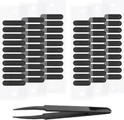 eMagTech 60PCS Mobile Phone Speaker Net Stickers Dustproof Protector with Tweezer Compatible with Android Smartphone Charging Port Mesh Sticker 30PCS Short & 30PCS Long Black