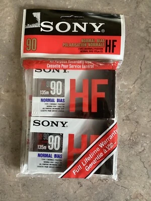 New Sealed (2) SONY HF 90 Minute Blank AUDIO CASSETTE TAPES Normal Bias