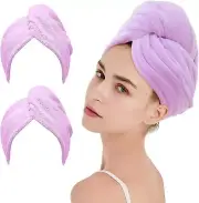2 Pack Microfiber Hair Towel Wrap AUMA Super Absorbent Twist Turban for Women Fa