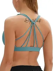 [icyzone] Padded Strappy Sports Bra Yoga Tops Activewear Workout Clothes for Women