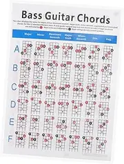Didiseaon 1pc Electric Bass Chord Chart Poster Practical Guitar Diagram for Beginners Students Efficient Reference Guide for Learning Chords Improving Skills