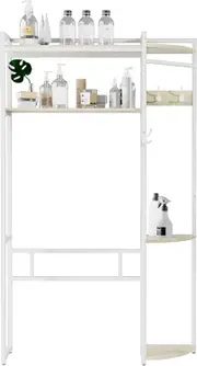 FIN Ultra Large Over The Toilet Storage Cabinet Bathroom Spacesaver Rack w/ 4 Hooks