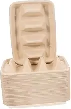 HEALLILY 50pcs Burrito Packaging Box Holder for Catering Parties Party Fiesta Taco Kits Taco Plates with Dividers Large Buffet Taco Stands Taco Bowls Taco Trays Paper Beige