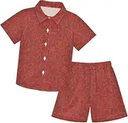 [Caihoyu] Little & Big Boy's Short Sleeve Shirt Top+shorts Suits Toddler Little Boys Outfit Summer Outfit