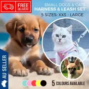 Harness Leash Set Small Pets Dogs & Cats Adjustable Reflective 5 Colours 5 Sizes