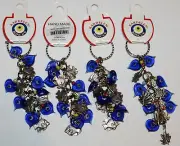 Set of 4 4" Long Glass Evil Eye Judaica Hearth Shaped Bead Charm Key-Chains