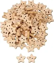 BQLZR 13mm Length 2 Holes Wooden Five-pointed Star Shape Craft Buttons Pack of 100