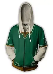 The Legend of Zelda Link Champion's Tunic Hoodie Green Pullover Zipper up Jacket