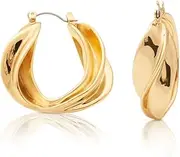Kenneth Jay Lane Polished Gold Chubby 'C' Hoop, Tube Hoop or Twist Pierced Earrings
