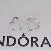 New Pandora Front Facing Heart Stud Sterling Silver Earrings 293077 Free Post