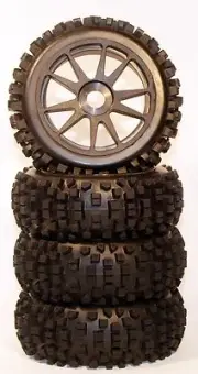 4PCS RC Off Road 1/8 Buggy Car Big-Blocks BSK Tires Glued, Hex 17mm