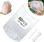 BPA-Free Poultry Shrink Bags 13x18'' 50 Pack Heat Shrink Wrap for Turkey Chicken Rabbit Freezer Safe with 50 Zip Ties & Silicone Straw by Hoqqf