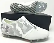 Under Armour UA Spotlight FG White/Grey Mens Soccer Cleats $220 SZ (1289531-100)