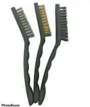 3 pc 9" Wire Brush Set Steel, Nylon, Brass