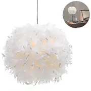 White Feather Ceiling Pendant Light Shade, Non-electrical Lampshade Compatible Floor Lamp And Table Lamp With Shade Reducing Ring Compatible Living Ro