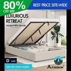 ALFORDSON Bed Frame Double Size Gas Lift Storage Mattress Base Beige WILBUR