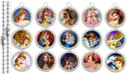 15 Beauty and the Beast Silver Flat Bottle Cap Necklaces Set 1