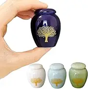 Mini Cremation Urns for Human Ashes Set of 4 - Tree of Life Small Keepsake Urns - Ceramic Adult Dog Cat Ashes Holders Miniature Memorial Funeral Urn for Sharing Ashes
