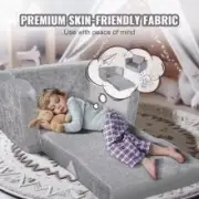 2-in-1 Foldable Baby Lounger & Kids Sofa, Grey, 20 kg Capacity