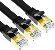 Yauhody CAT 8 Ethernet Cable, 5m 3 Pack High Speed 40Gbps 2000MHz Flat SFTP Network Cable with Gold Plated RJ45 Connector, CAT8 Internet LAN Patch Cord for Gaming, Routers, Modems (5m3 Pack/Black)