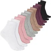 [Bencailor] 6 Pairs Women Five Toe Socks Cotton Breathable Compression Pure Color Tube Socks for Women Men Kid Athletic Running