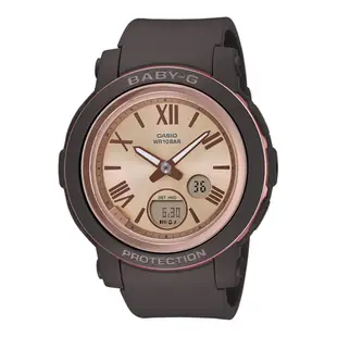 CASIO卡西歐 BABY-G 羅馬字雙顯手錶-咖x玫瑰金_BGA-290-5A_41.5mm