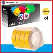 4-Yellow Rolls Label Tape 3D Compatible for Dymo 20008 Dymo 1595GY Label Makers