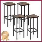 Industrial Set of 4 Bar Stools 65Cm Bar Chair with Metal Legs & Footrest AUS