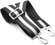 [CRAFTMEMORE] Wide Black Shoulder Strap Adjustable Bag Handle Crossbody Nylon Belt Replacement JKS