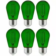Sunlite LED Transparent Green Colored S14 Medium Base Bulb 15000H Avg Life 6Pk