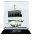Decorative Silver Plated Ship of Kyrenia with Plexiglass Cover