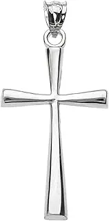 [Claddagh Gold] 925 Sterling Silver Simple Classic Flared Cross Pendant - Choice of Size