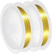 uxcell 2PCS 22 Gauge Copper Wire for Jewelry Making Tarnish Resistant Beading Wire for Jewelry Making Crafts Supplies, Gold,14.8FT