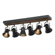 6-Light Track Lighting Kit,Black Semi Flush Mount Ceiling Light with 6 6 Light