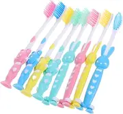 LRXIYODE 32pcs Toothbrush Soft Bristles for Gentle Cleaning Suction Cup Feet for for Boy Girl Includes Bear Rabbit Designs