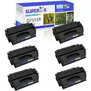 6PK for HP Q7553X Toner Cartridge LaserJet P2014 P2015 P2015dn M2727nf Printer