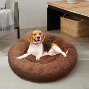 Warm Plush Dog Bed Comfort Nest Non-Slip Base Washable Brown M 70x70x20cm Brown M:70x70x20cm
