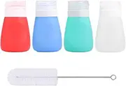 Squeeze Salad Dressing Bottles | Portable Sauce Bottle | Condiment Bottles with Cleaning Brush | Dressing to Go for Lunch | 1.3 OZ Set of 5 | Food-grade Silicone BPA Free