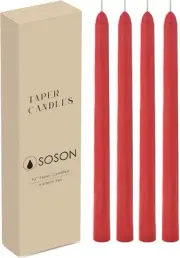 Simply Soson Red Taper Candles 10 inch Dripless, Set of 4, Dripless