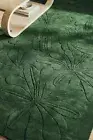 Deep Green Floral Rug – Textured Rectangular Wool Design for Modern Spaces