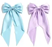 Blue Hair Bow Clips for Women Lilac Big Bows Metal Clips French Blue Lilac