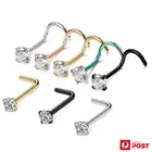 2x Nose Studs Surgical Steel Ring Zirconia Stone Ear Piercing Body Jewellery