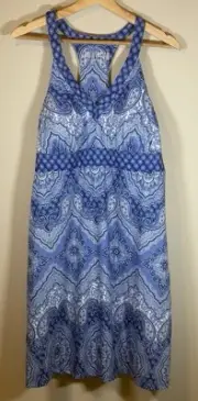 ZeroXposure Tank Dress Women XXL Outdoor Athleisure Paisley Blue Built inBra NEW