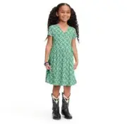 NEW DVF Diane Von Furstenberg Target Girls Short Sleeve Green Wrap Dress L 10/12