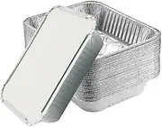 50 pcs Foil Trays with Lid, 20.5x11x5.5cm Aluminium Foil Pan Disposable Food Containers Takeaway Box BBQ Oven Baking for Cooking, Heating, Storing Meal Prep Freezer Oven Safe
