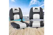 Seamanship 2X Folding Boat Seats Low Back 10cm Padding Grey